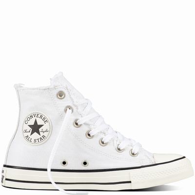 Converse Chuck Taylor All Star Frayed Denim High Tops Mens - White/Navy Shoes (316GDWKE)